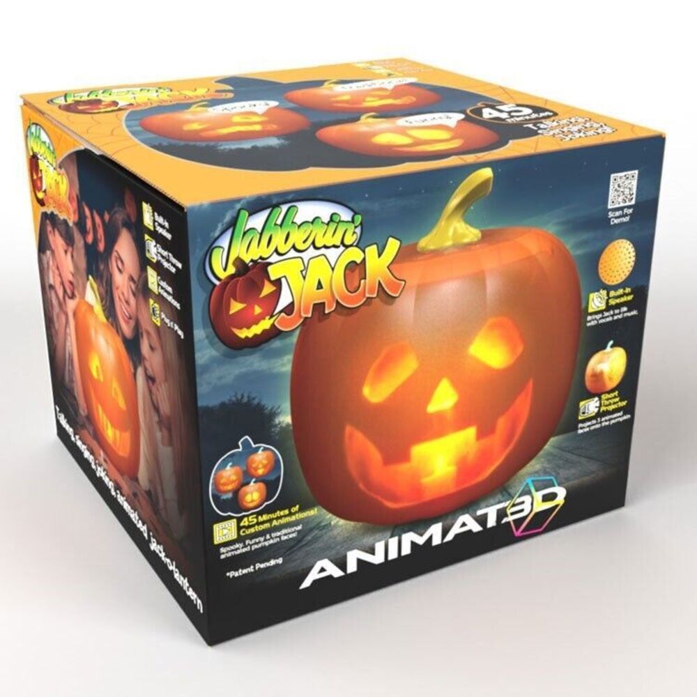 Orange Jabberin’ Jack Talking joking Animated Halloween Pumpkin Head 10.5"
